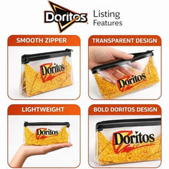 Doritos Clear Pencil Case with Zipper, Cute Plastic Clear Kids Pencil Case Pouch for School, College